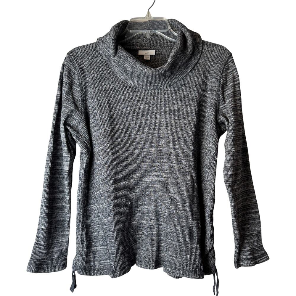 J. Jill Cowl Neck Pullover with Cinch Sides in Black and Gray Petite 
Medium